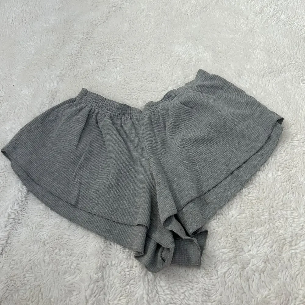 John Galt Mirco Mini Y2K Boho Indie Summer Shorts OS Grey Cotton Casual Booty